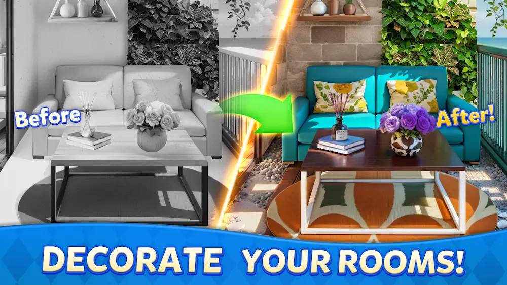 Dream Decor：Makeover Match — krótka plansza z dopasowywaniem elementów